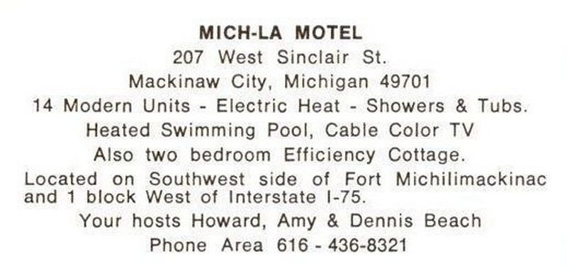 Mich-La Motel - Vintage Postcard